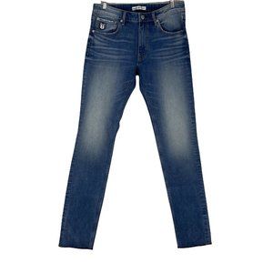 Marwin Sports Mens Light Blue Flat Front Tapered Leg Casual Denim Jeans Size 34